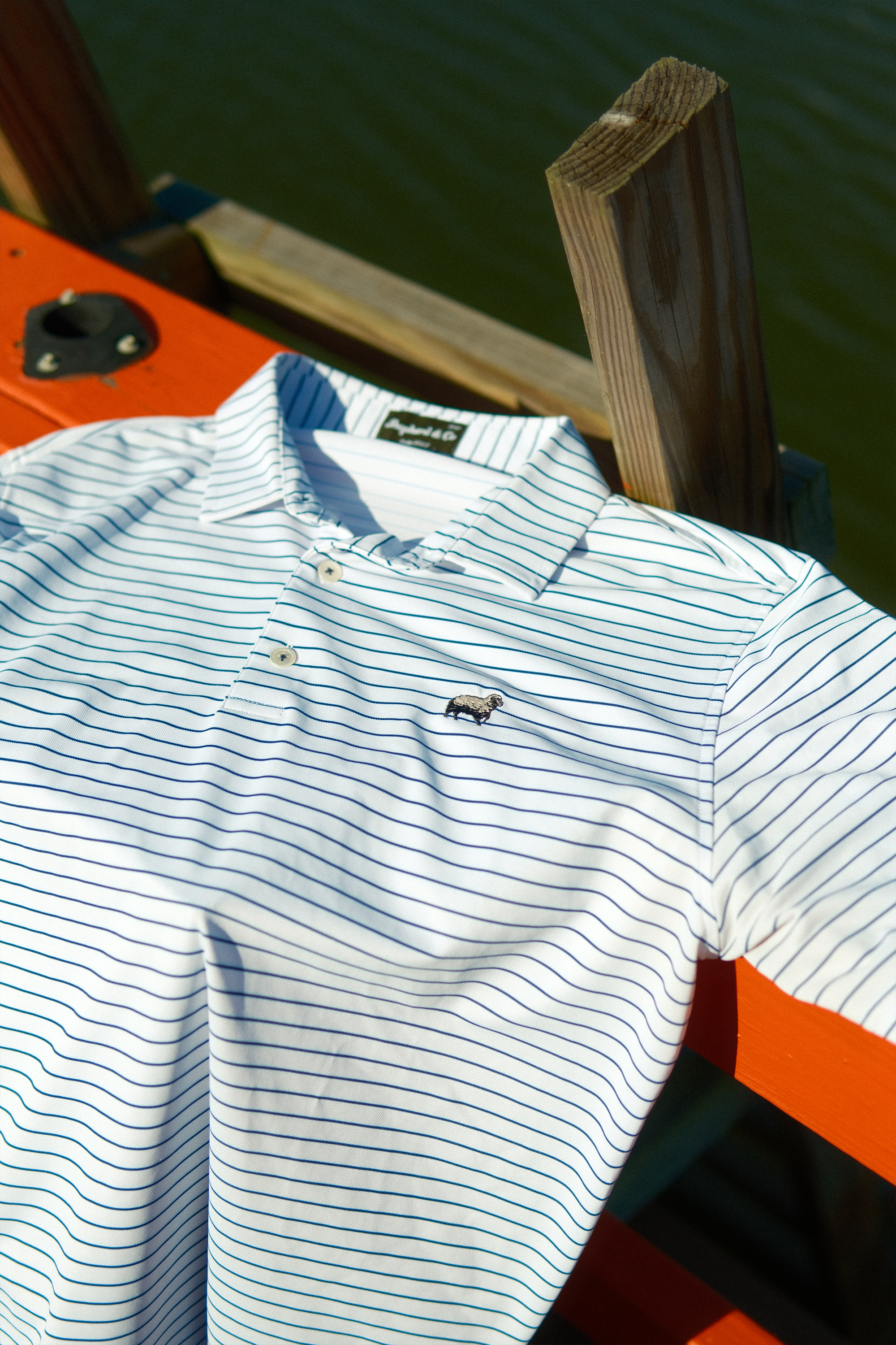 'Blue & White' Stripe Piqué Polo Shirt